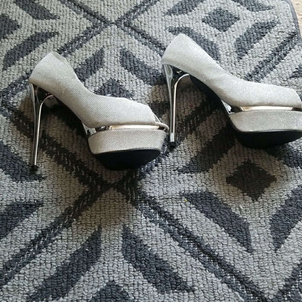 Silver platform heels